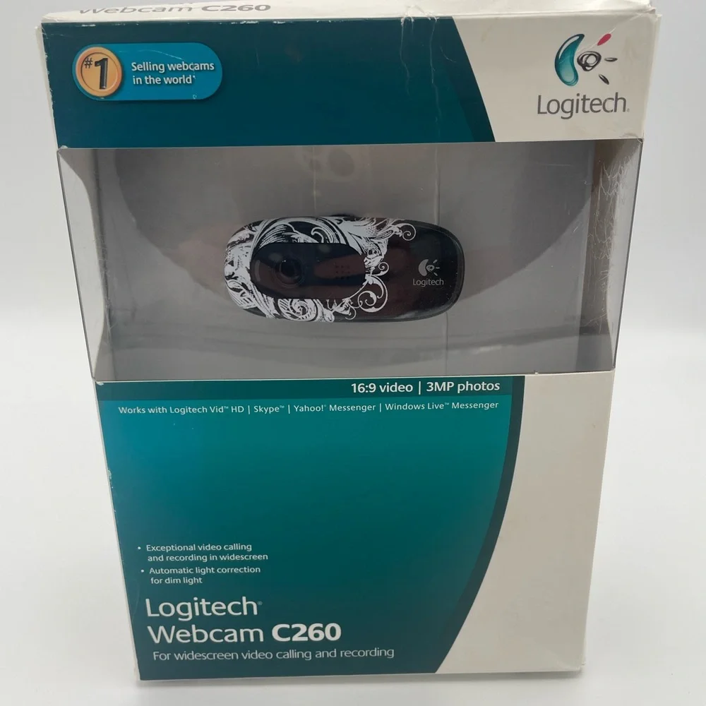 Logitech C260 Webcam - Black and White Design